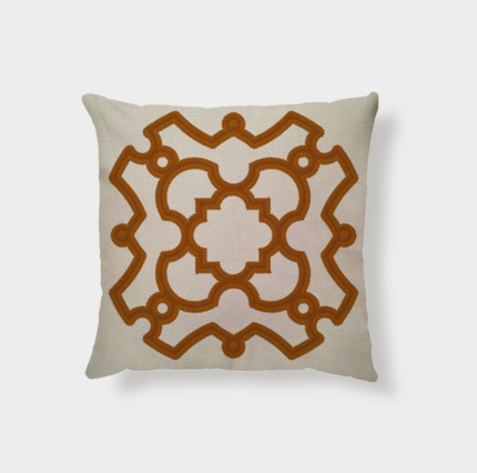 Capa Almofada Linho Broderie Frame Laranja 43x43cm