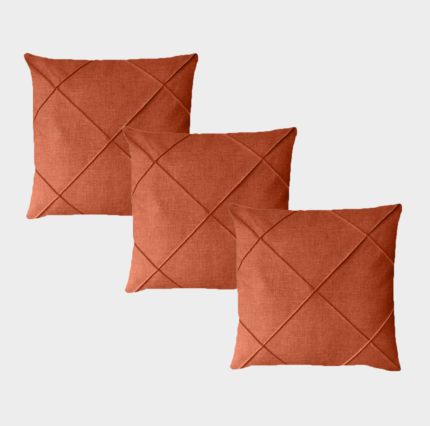 Kit 3 Capas Almofadas Drapeadas Linho Terracota