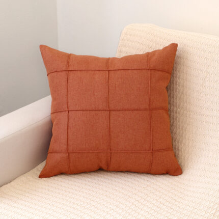 Capa Almofada Drapeada Grid Linho Terracota