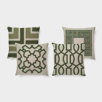 Kit 4 Capas Almofadas Linho Broderie Verde