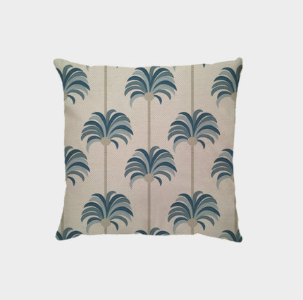 Capa Almofada Linho Broderie Coqueiro Azul 43x43cm