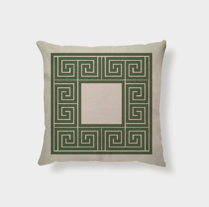 Capa Almofada Linho Broderie Grego Verde 43x43cm